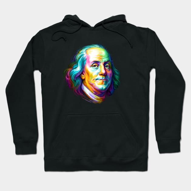 Benjamin Franklin Colorful Portrait Hoodie by stonemask